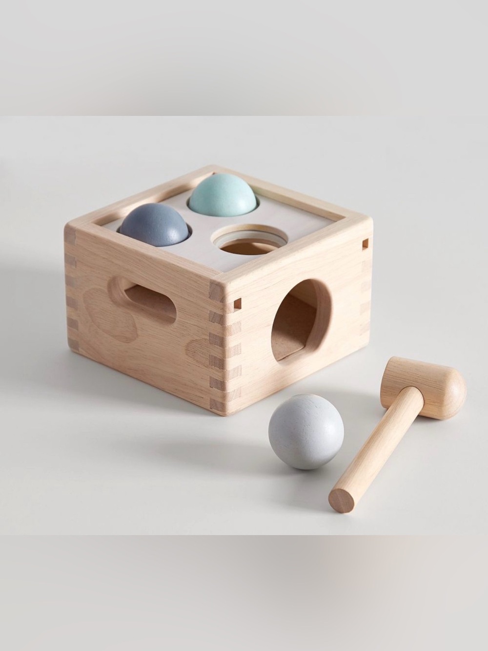 Pottery Barn Kids wooden punch drop ball and mallet toy